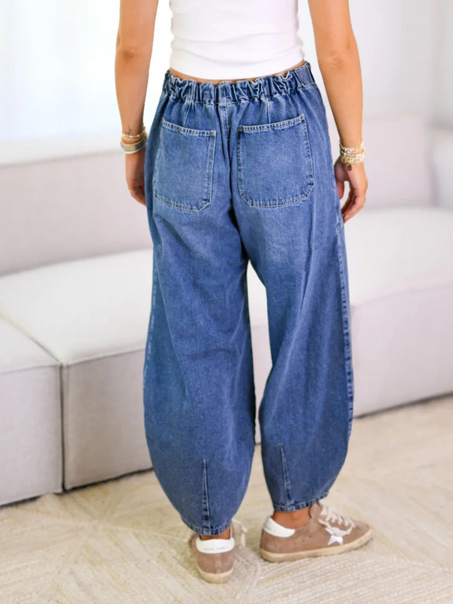 Dames Spijkerbroek Relaxed Fit Denim met Touwtjes 2