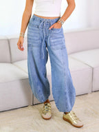 Dames Spijkerbroek Relaxed Fit Denim met Touwtjes 4
