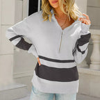 Dames Sweater Polyester Gestreept Kwart Rits 5
