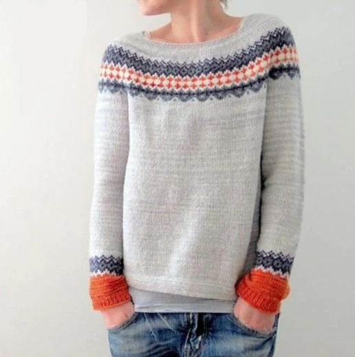 Dames Sweatshirt Katoen U-Boot-Ausschnitt Met Kleurrijke Details 0