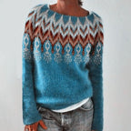 Dames Sweatshirt Katoen U-Boot-Ausschnitt Met Kleurrijke Details 1