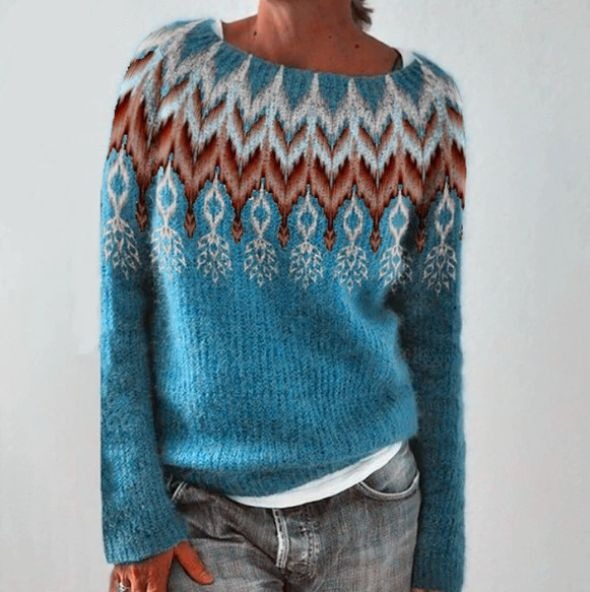 Dames Sweatshirt Katoen U-Boot-Ausschnitt Met Kleurrijke Details 1