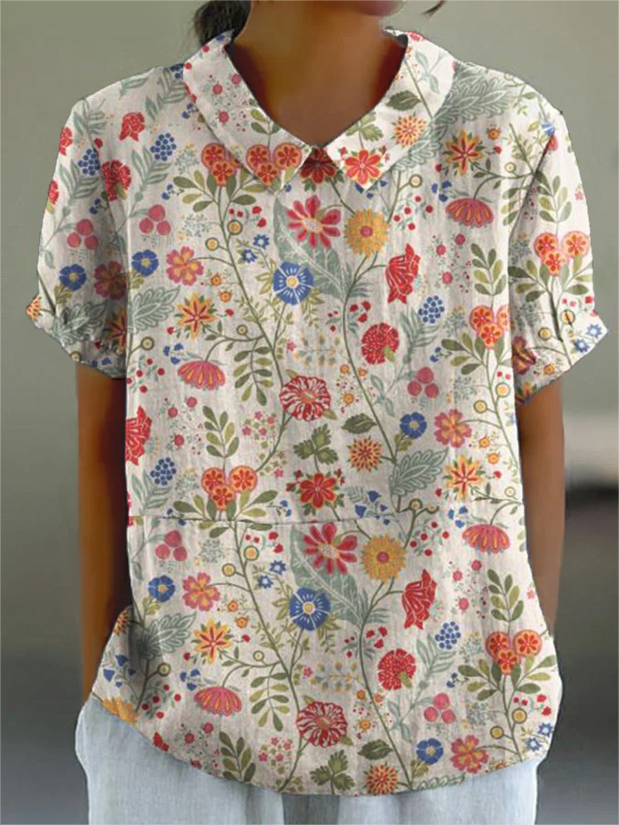 Dames T-shirt Polyester Bloemenprint Casual Multikleur 0