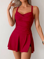 Dames Tankini Badpak met Rimpelontwerp en Shorts – Zomer Zwemkleding 4