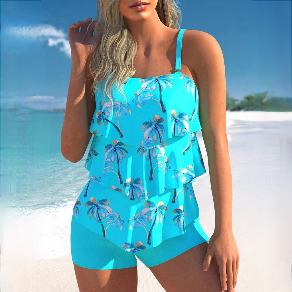 Dames Tankini Set Polyester Gelaagde Ruffles 0