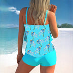 Dames Tankini Set Polyester Gelaagde Ruffles 1