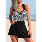 Dames Tankini Set met Ondersteunende Bandjes en Vloeiende Rok 0