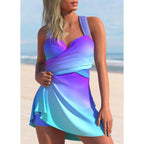 Dames Tankini Set met Ondersteunende Bandjes en Vloeiende Rok 2