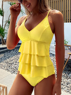 Dames Tankini met V-Hals en Verstelbare Bandjes - Ruffle Top 8