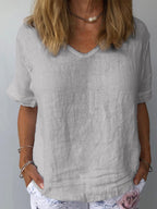 Dames Top Katoen Linnen Casual Witte Blouse 2