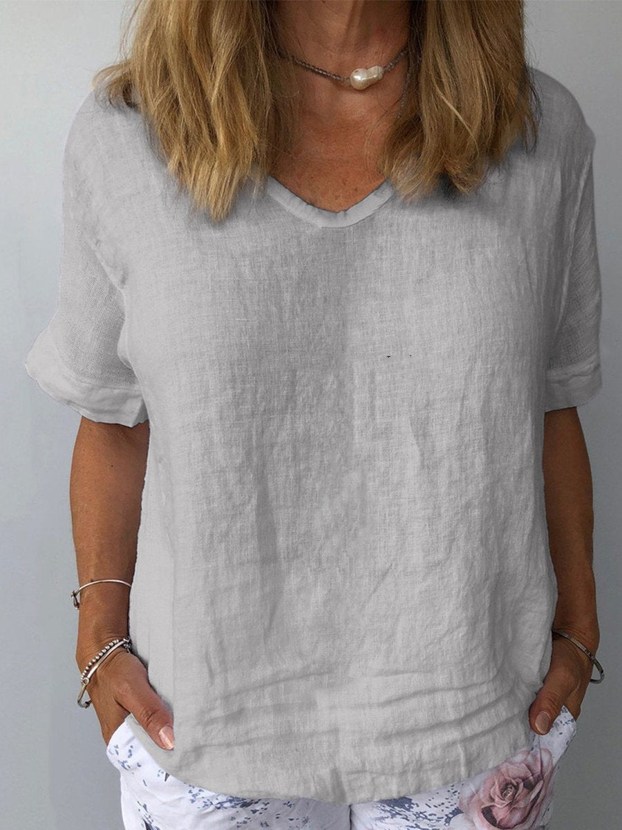 Dames Top Katoen Linnen Casual Witte Blouse 2