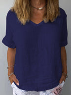 Dames Top Katoen Linnen Casual Witte Blouse 3