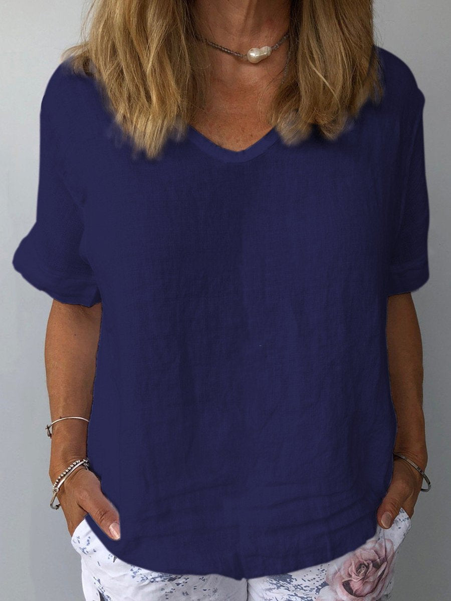 Dames Top Katoen Linnen Casual Witte Blouse 3