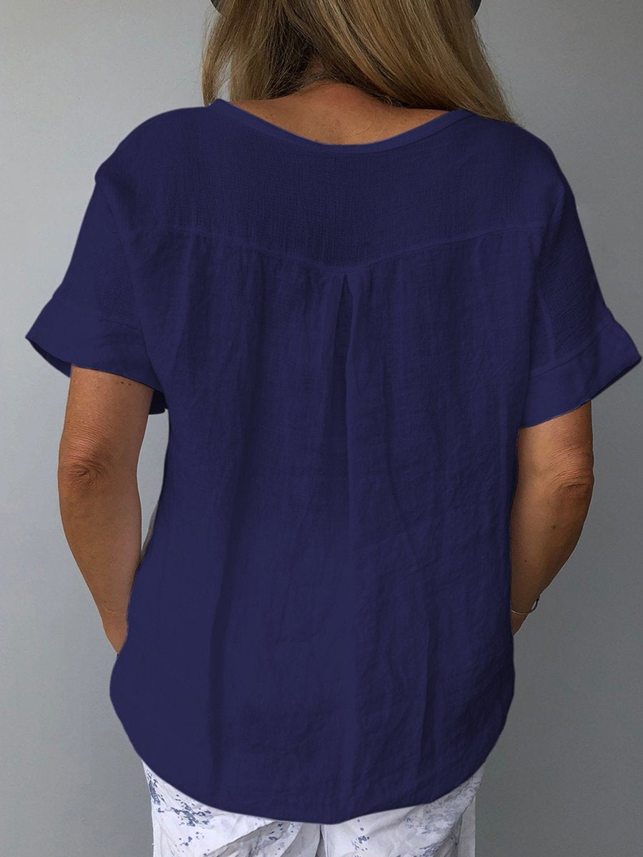 Dames Top Katoen Linnen Casual Witte Blouse 4