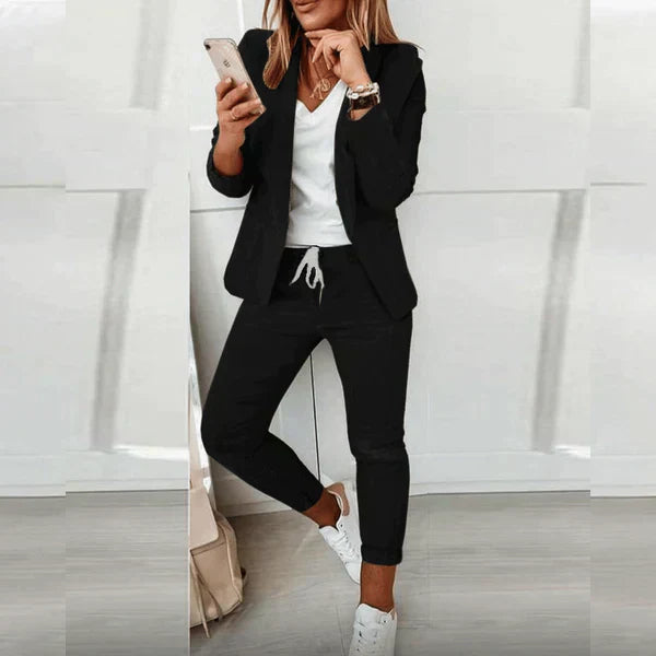 Dames Tweedelige Set Katoen Blazer en Joggingbroek 3