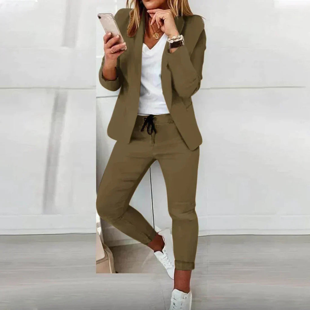 Dames Tweedelige Set Katoen Blazer en Joggingbroek 6