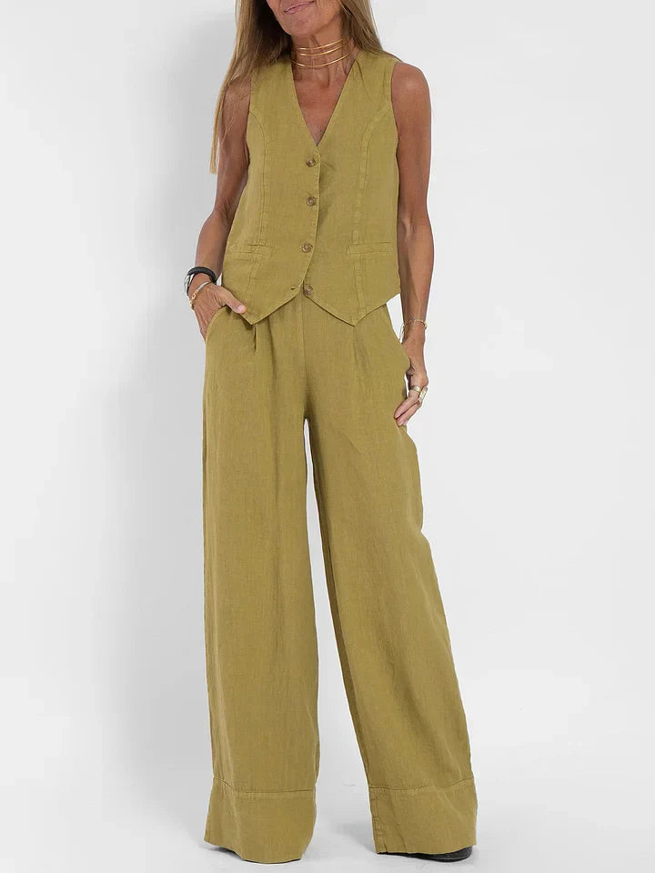 Dames Vest Lichtgewicht Linnen Fitted met V-hals 5
