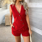 Dames Vest Linnenmix Mouwloos Knoopsluiting 5