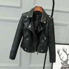 Dames Winterjas Slim Fit PU Leer Zwart 0