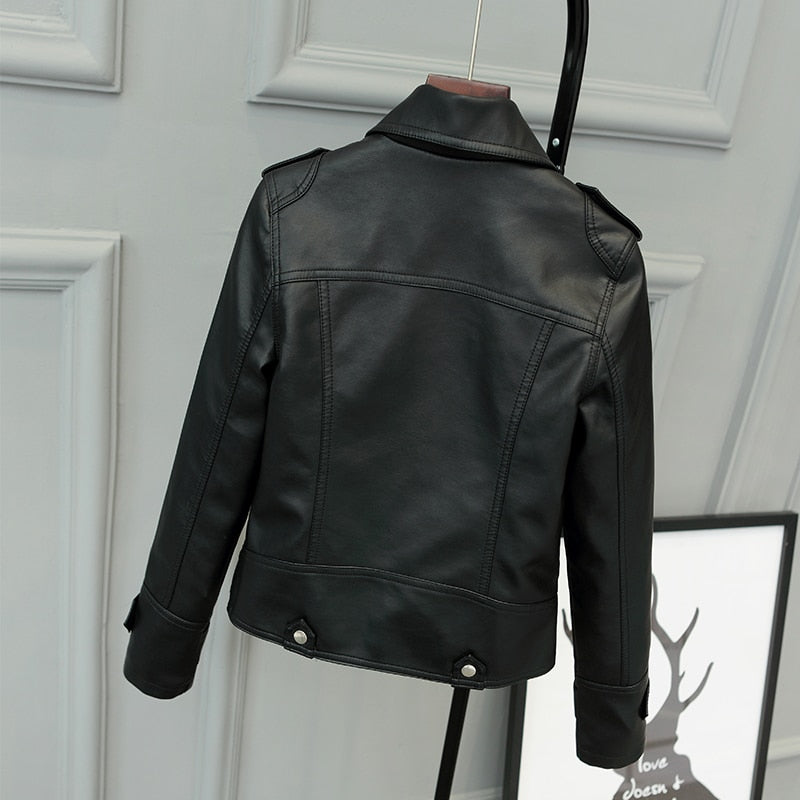 Dames Winterjas Slim Fit PU Leer Zwart 1