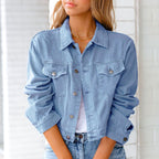 Dames Zomerjas Denim Knoopsluiting 2