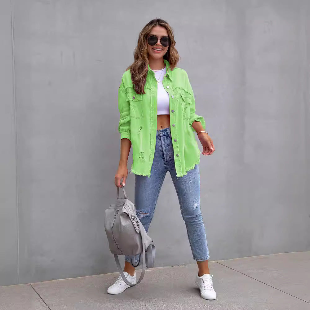 Dames Zomerjas Oversized Denim Middellange Pasvorm 1