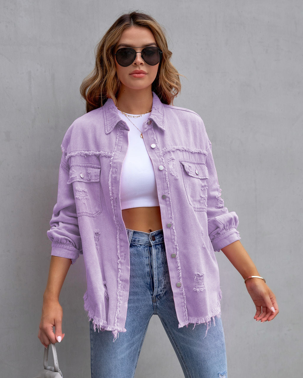 Dames Zomerjas Oversized Denim Middellange Pasvorm 11