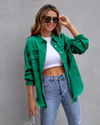 Dames Zomerjas Oversized Denim Middellange Pasvorm 16