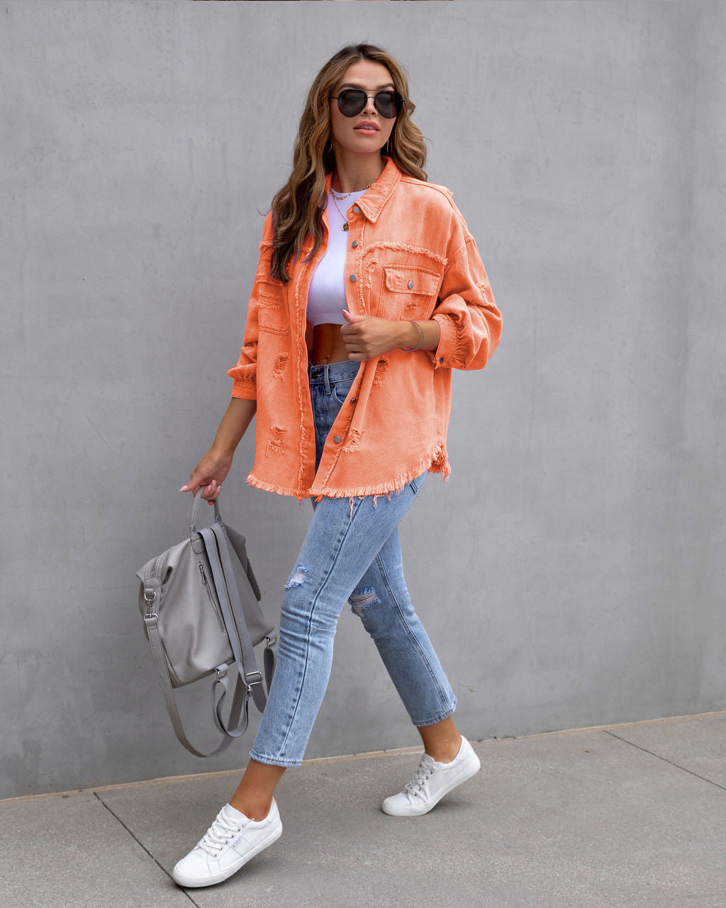 Dames Zomerjas Oversized Denim Middellange Pasvorm 3