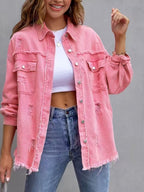 Dames Zomerjas Oversized Denim Middellange Pasvorm 4