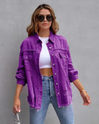 Dames Zomerjas Oversized Denim Middellange Pasvorm 5