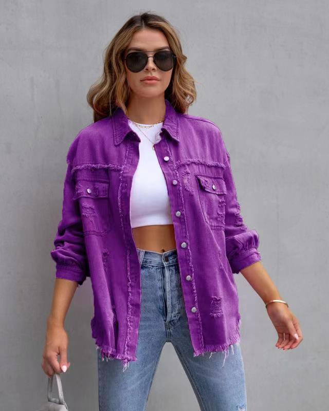 Dames Zomerjas Oversized Denim Middellange Pasvorm 5