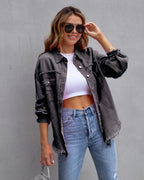 Dames Zomerjas Oversized Denim Middellange Pasvorm 7