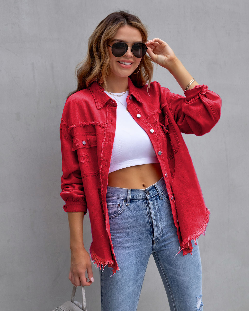 Dames Zomerjas Oversized Denim Middellange Pasvorm 9