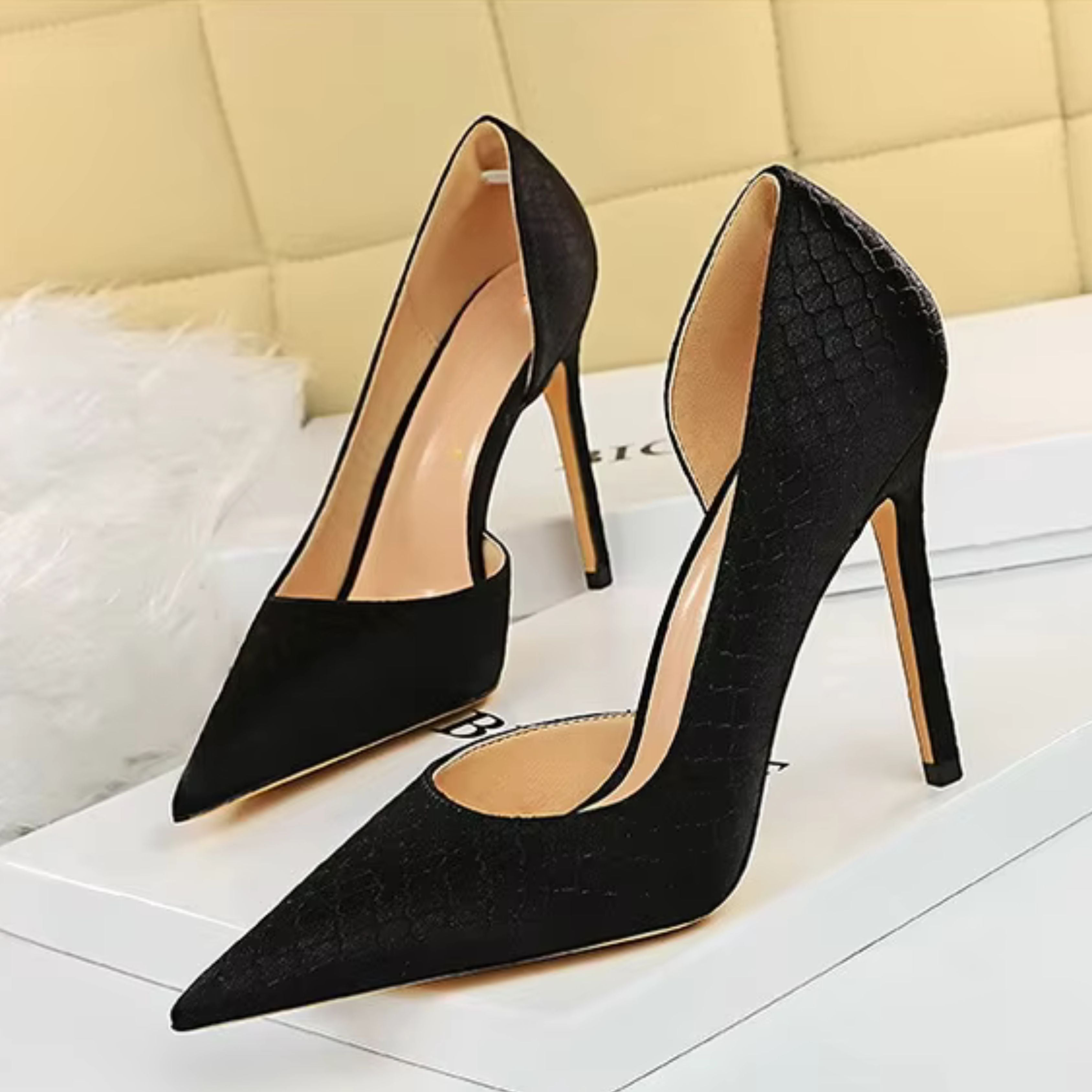 Dames Zwarte Pumps PU Leer met Puntige Neus 5