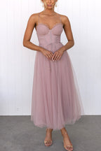 Dames maxi-jurk - Elegant zwierig design - V-hals - Mouwloos - Lichtgewicht stof 1