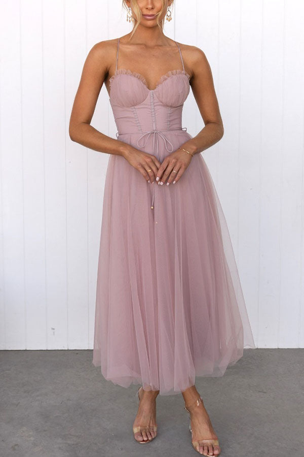 Dames maxi-jurk - Elegant zwierig design - V-hals - Mouwloos - Lichtgewicht stof 1