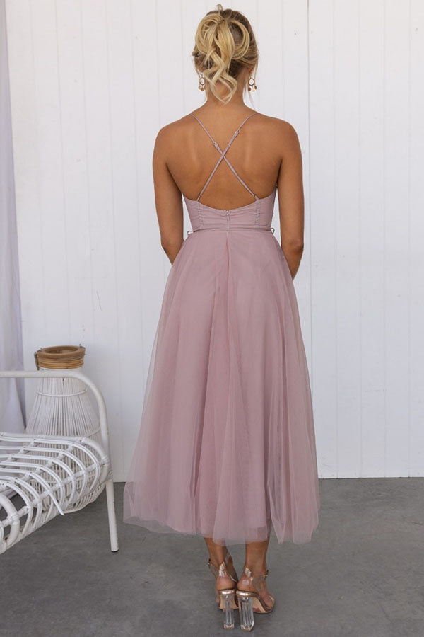 Dames maxi-jurk - Elegant zwierig design - V-hals - Mouwloos - Lichtgewicht stof 3