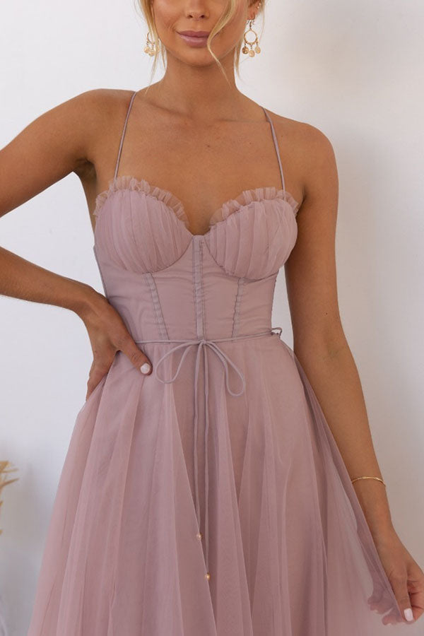 Dames maxi-jurk - Elegant zwierig design - V-hals - Mouwloos - Lichtgewicht stof 4