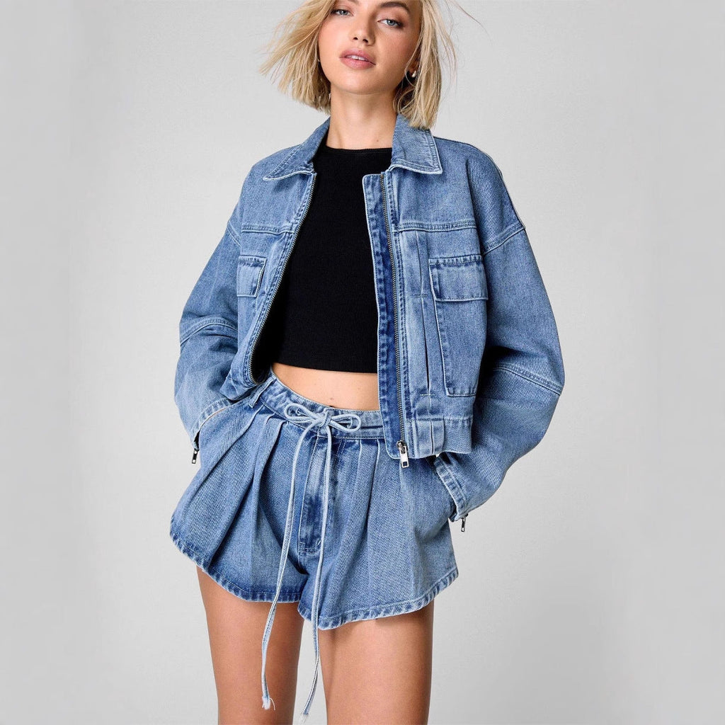 Dames spijkerjack – Oversized pasvorm – Cropped lengte – Rits aan de voorkant – Handige zakken 1