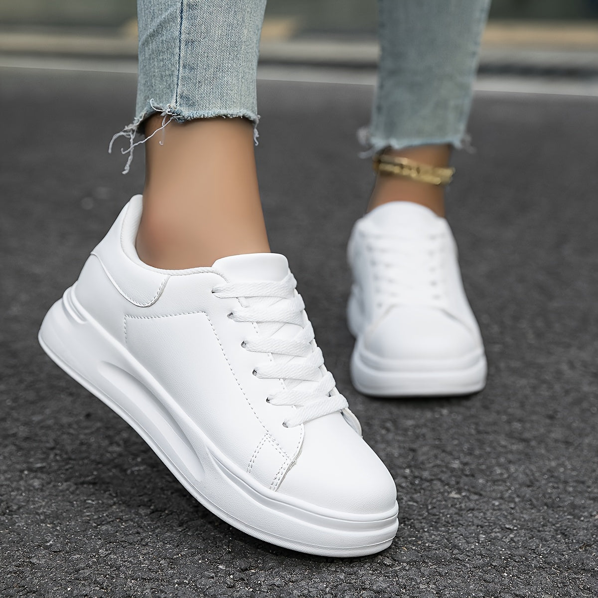 Dames strakke witte imitatieleren sneakers 7