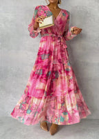 Dames wikkeljurk met bloemenprint en lange mouwen | Maxi 1