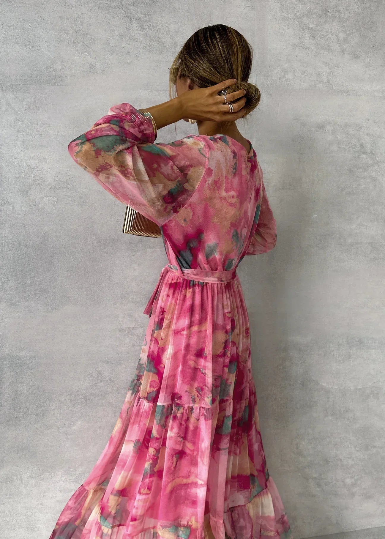 Dames wikkeljurk met bloemenprint en lange mouwen | Maxi 2