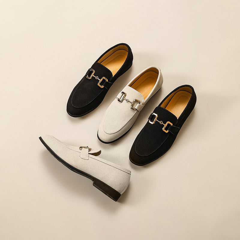 Heren Suède Loafers Paardenbit Amandelneus Semi Formeel