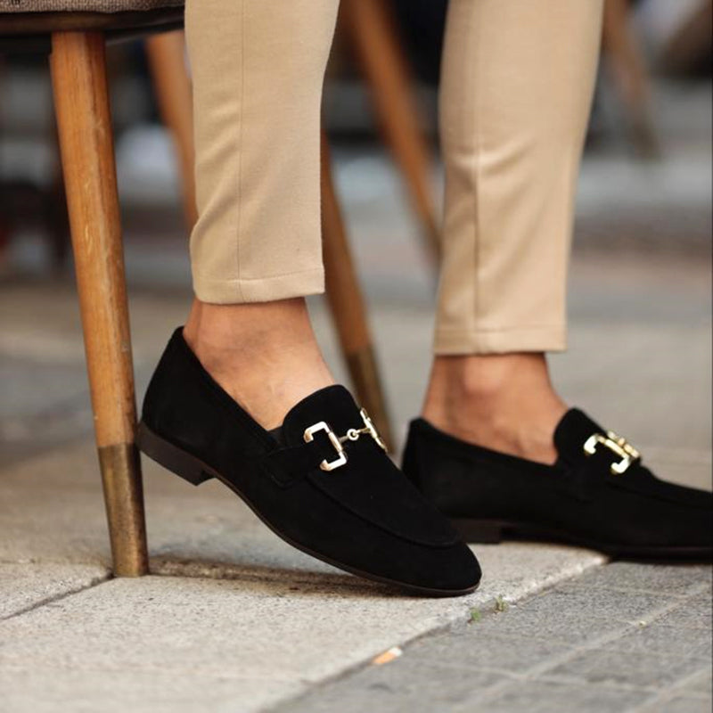 Heren Suède Loafers Paardenbit Amandelneus Semi Formeel