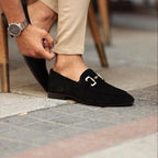 Heren Suède Loafers Paardenbit Amandelneus Semi Formeel