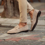 Heren Suède Loafers Paardenbit Amandelneus Semi Formeel