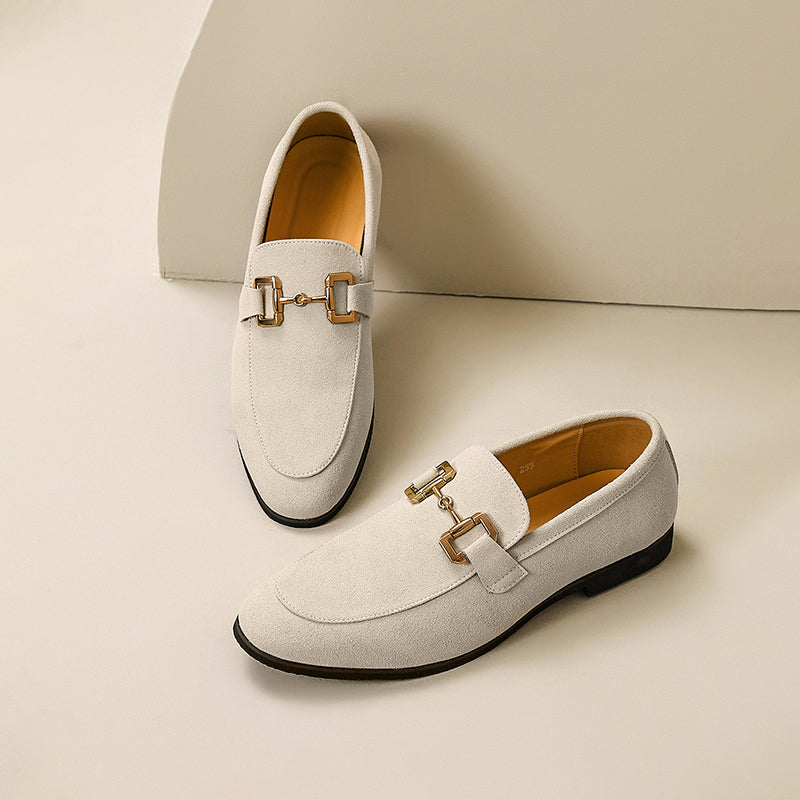Heren Suède Loafers Paardenbit Amandelneus Semi Formeel