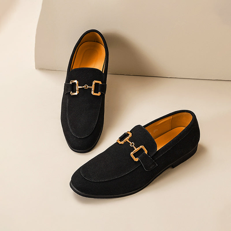 Heren Suède Loafers Paardenbit Amandelneus Semi Formeel
