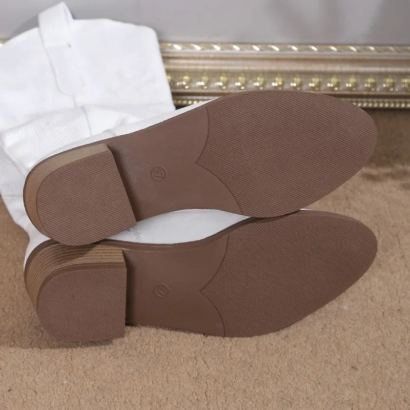 Denim Cowboylaarzen voor Dames met Westerse Borduursels en Comfortabele Blokhak – Blauw